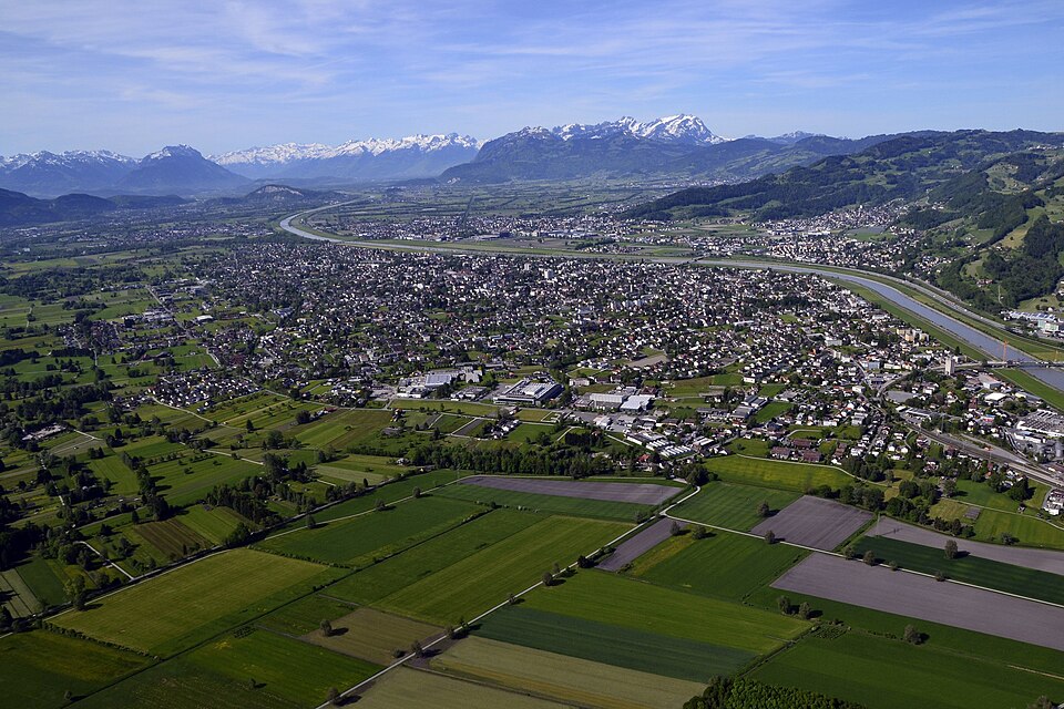 Schrägluftbild Lustenau, Vorarlberg