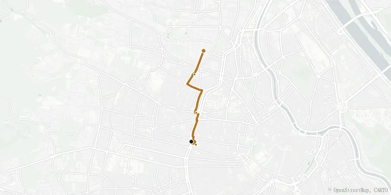 Kartenverlauf des Wegs Von Markt zu Markt, durch Ottakring nach Währing