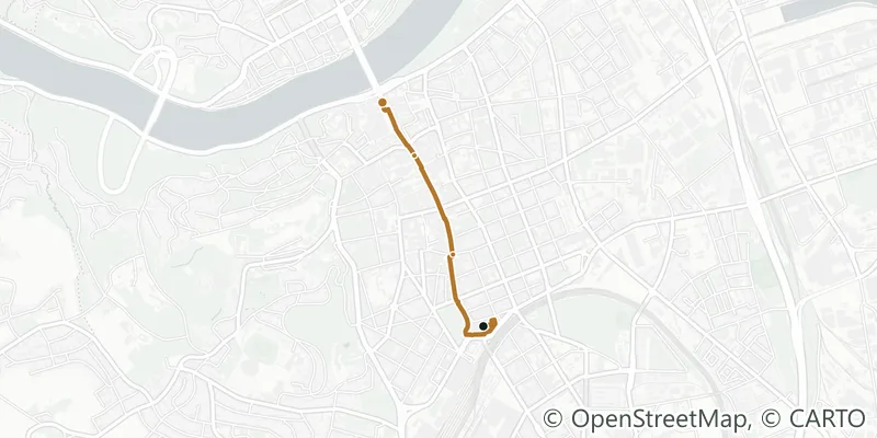 Route map of the walk Up the Landstraße, from the Volksgarten to the main square