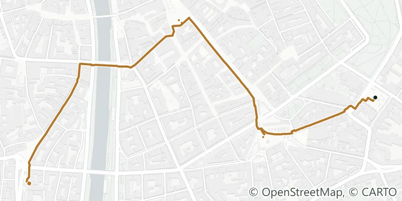 Route map of the walk From market to market, across the Mur into Gries