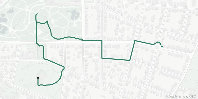 Kartenverlauf des Wegs Durch das Cottageviertel