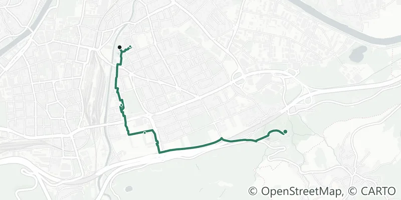 Route map of the walk From Pradl to Ambras: the green east end