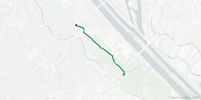 Kartenverlauf des Wegs Die grüne Hauptallee im Prater