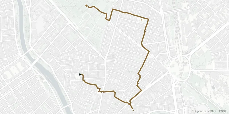 Kartenverlauf des Wegs Rund um den Karmelitermarkt