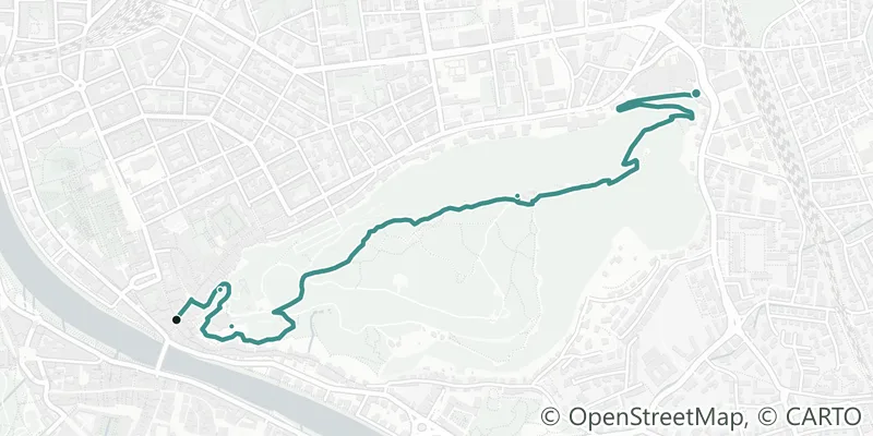 Route map of the walk Up the Kapuzinerberg, into the cool city forest