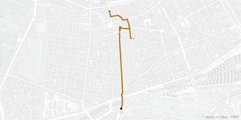 Kartenverlauf des Wegs Die Meidlinger Hauptstraße