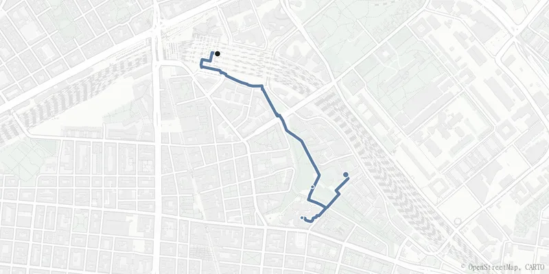 Kartenverlauf des Wegs Das Sonnwendviertel am Hauptbahnhof