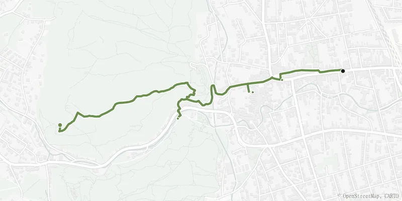 Kartenverlauf des Wegs Mödling: Altstadt und der Rand des Wienerwalds