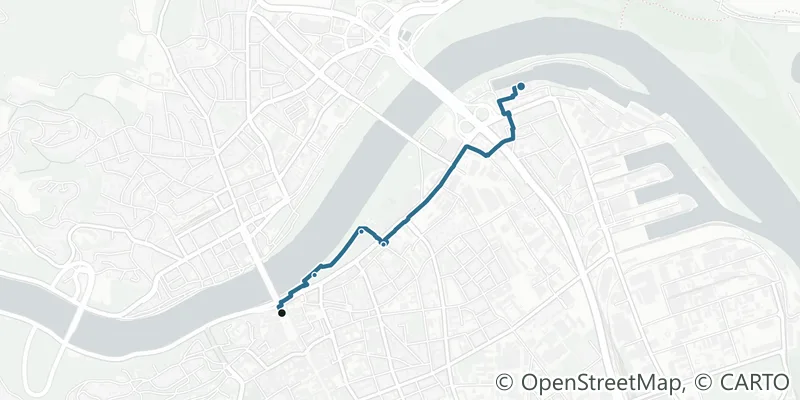 Route map of the walk Along the Donaulände, from the main square to the winter harbour