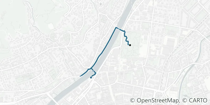 Route map of the walk Both banks of the Inn: the coloured houses and the cold water